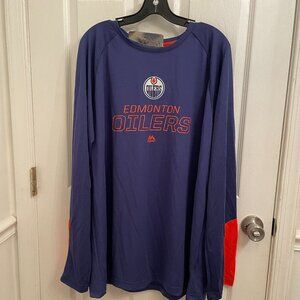Majestic NHL Edmonton Oilers Long Sleeve Cool Base Top NEW with TAGS size 2XL